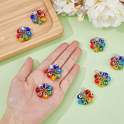 8 pieza de 2 colgantes de lámpara de ojo malvado hechos a mano de 7 chakras de estilo 29.5x25x10&nbsp;FIND-FH0007-74