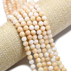 天然石マレーシアジェイドビーズ連売り  染め＆加熱  ラウンド  ナバホホワイト  6~6.5mm  穴：1mm  約60~62個/連  14.96インチ（38cm）&nbsp;G-L645-A01-6mm-28