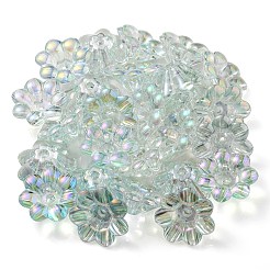UVメッキレインボー虹色アクリルビーズ  花  クリアAB  24x10mm  穴：3.5mm  内径：8mm&nbsp;OACR-P010-04C