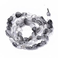 Quartz naturel tourmaliné / perles de quartz rutile noires&nbsp;G-S363-028A
