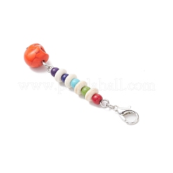 Подвески-черепа из окрашенной синтетической бирюзы на Хэллоуин&nbsp;HJEW-JM03902