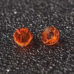 模造5301ダブルコーンビーズ  透明ガラスファセットビーズ  レッドオレンジ  6x5mm  穴：1.3mm  約288個/袋&nbsp;GLAA-F026-C27