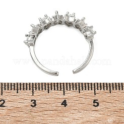 Messing Micro Pave Zirkonia Manschette offene Ringe&nbsp;RJEW-C163-02P