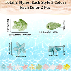 20 шт. 10 фарфоровых бусины ручной работы в морском стиле PORC-SC0001-06