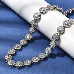 Женские цепочки из латуни с микропаве из прозрачных кубических цирконий и плоскими круглыми звеньями&nbsp;NJEW-B157-18P