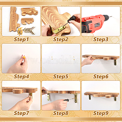 2 bolsa de estante de almacenamiento de pared de madera de nube&nbsp;DIY-WA0001-36