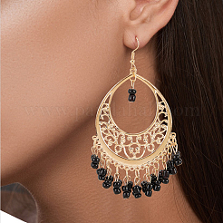 2 пара двухцветных серег-капель из стеклянных бусин EJEW-AN0002-29