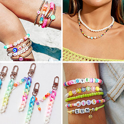 100шт 5 стиля прозрачные акриловые бусины&nbsp;TACR-TA0001-54C