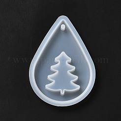Diyのクリスマスツリーペンダントシリコーン型  レジン型  UVレジン＆エポキシレジンペンダント製作用  ティアドロップ  ホワイト  84x59x8mm  穴：3.5mm  完成：74x50x6mm&nbsp;DIY-G056-A03