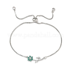 Verstellbare Messing-Mikropflaster-Armbänder mit klaren Zirkonia-Boxketten&nbsp;BJEW-C156-09P-01