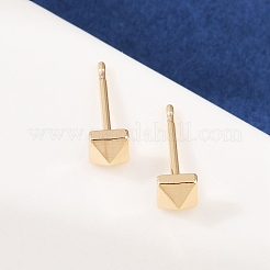 女性のための真鍮のスタッドピアス  コーン  18KGP本金メッキ  4x4mm&nbsp;EJEW-G441-02G