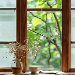 2 шт. круглые подвесные ловцы солнца из стекла и натурального зеленого оникса&nbsp;HJEW-LP00075