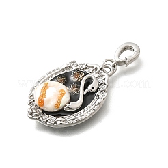 Латунные овальные подвески с черной эмалью и блестками KK-K398-15P