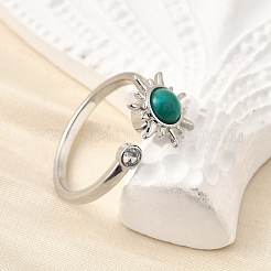 Открытые манжеты из латуни с цирконием для женщин RJEW-U056-01P