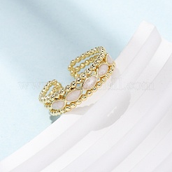 Латунные эмалевые манжеты открытые кольца для женщин&nbsp;RJEW-K264-07G