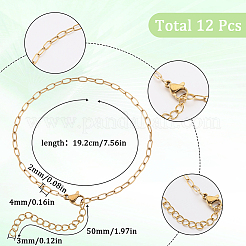 12шт. Набор из цепочек-скрепок из нержавеющей стали 304 для женщин BJEW-SC0001-21