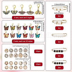 Подвески из эмали и брошь из английской булавки из сплава&nbsp;AJEW-SP0002-04