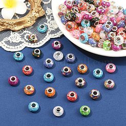 110 шт. 11-х цветные прозрачные бусины из смолы в форме ронделла европейские&nbsp;RESI-YW0005-87