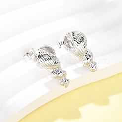 Boucles d'oreilles à clous en laiton conque&nbsp;EJEW-D351-07P