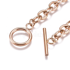 Bracelets unisexes en acier inoxydable 304 avec chaîne en câble&nbsp;BJEW-P245-39RG