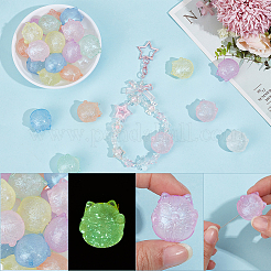 28pcs perles acryliques lumineuses 7 couleurs&nbsp;OACR-PA0002-07