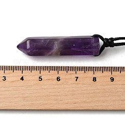 Ожерелья из вощеного шнура с подвеской в виде пули из смешанных натуральных и синтетических драгоценных камней&nbsp;NJEW-Q030-01A