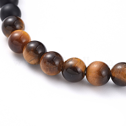 Braccialetti elasticizzati unisex con perline di agata nera naturale (tinta).&nbsp;BJEW-JB04785-01
