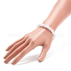 Rundes Stretch-Armband aus natürlicher weißer Jade und synthetischem Crackle-Quarz für Damen&nbsp;BJEW-JB08528-03