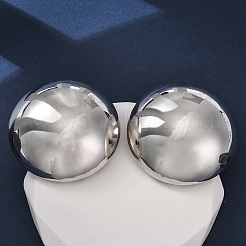 Латунные полукруглые серьги-гвоздики EJEW-Z125-01P