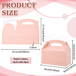 30 шт. 5-цветная складная прямоугольная бумажная портативная подарочная коробка для хранения кексов&nbsp;CON-PH0003-36