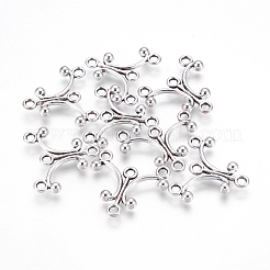 チベット風シャンデリアパーツ  鉛フリー及びカドミウムフリー  三角形  アンティークシルバー  25x28x4mm  穴：3mm&nbsp;TIBEP-A12169-AS-LF
