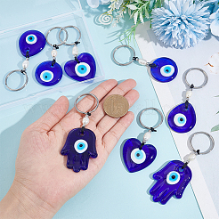 8 шт. 4 вида натуральных пресноводных жемчужных бусин и брелки с подвеской в виде сглаза ручной работы KEYC-NB0001-56