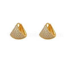 Pendientes de aro triangulares con micropavé de latón y circonitas cúbicas transparentes&nbsp;FS-WGA22EE-01