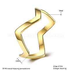 女性用ステンレス指輪  波  ゴールドカラー  usサイズ6（16.5mm）&nbsp;RJEW-BB19772-6G