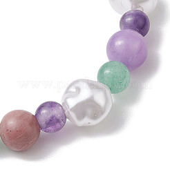 Braccialetti elastici rotondi con perline di perle finte in plastica&nbsp;BJEW-JB10629