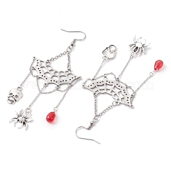 Серьги с подвесками из сплава стекла EJEW-TA00425