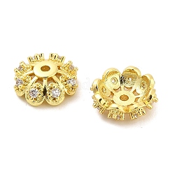 Колпачки для бусин из прозрачного кубического циркония с микропаве из латуни&nbsp;KK-H527-36G