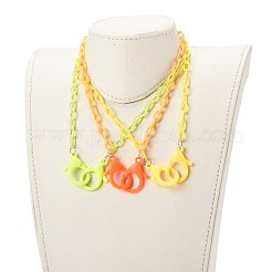 3 pièces 3 couleurs colliers de chaîne de câble en plastique abs personnalisés&nbsp;NJEW-JN03484-05