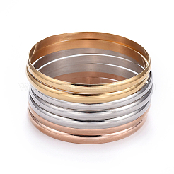 ファッション 201 ステンレススチール バングルセット  マルチカラー  2-1/2インチ（6.5cm）  7個/セット&nbsp;BJEW-L664-024C-M-1