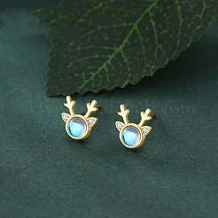 925 серьги-гвоздики в виде головы оленя из стерлингового серебра с прозрачным кубическим цирконием&nbsp;FS-WG3413F-02