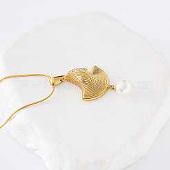 3 шт. французская нержавеющая сталь и круглые белые ракушечные жемчужины в форме веера ожерелья для женщин DZ3657