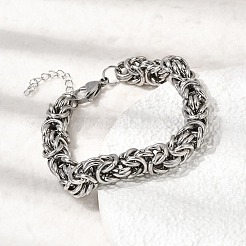Armbänder aus byzantinischen Ketten aus Edelstahl 304 für Damen&nbsp;BJEW-P399-01B-P