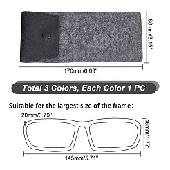 3 шт. 3-цветный футляр для очков из искусственной кожи и фетра AJEW-PH0004-72