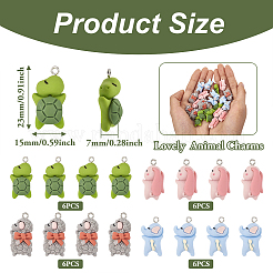 24шт 4 стиля непрозрачные подвески из смолы RESI-TA0002-07