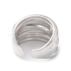 Открытое кольцо-манжета с цветком из прозрачного циркония&nbsp;RJEW-C056-10P