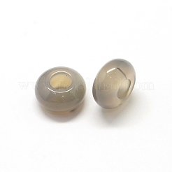 天然グレ-アゲート瑪瑙ヨーロピアン大穴ビーズ  ロンデル  13~14x7~8mm  穴：5mm&nbsp;G-Q442-05