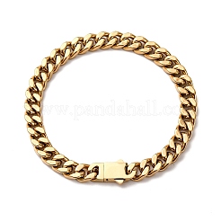 ユニセックスの304ステンレススチールカーブチェーンブレスレット  イオンプレーティング（ip）  18KGP本金メッキ  8インチ（20.2cm）&nbsp;BJEW-K283-01A-G