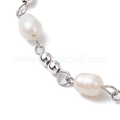 女性用手作り天然貝ビーズブレスレット  ステンレス鋼色  7-3/8インチ（18.6cm）&nbsp;BJEW-JB11396