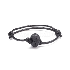 Bracciale in cordoncino con perline di roccia lavica naturale&nbsp;BJEW-JB07681