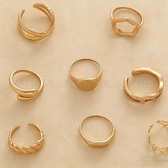 女性用合金指輪10個セット  混合図形  ゴールドカラー  18mm&nbsp;WGC74B8-03